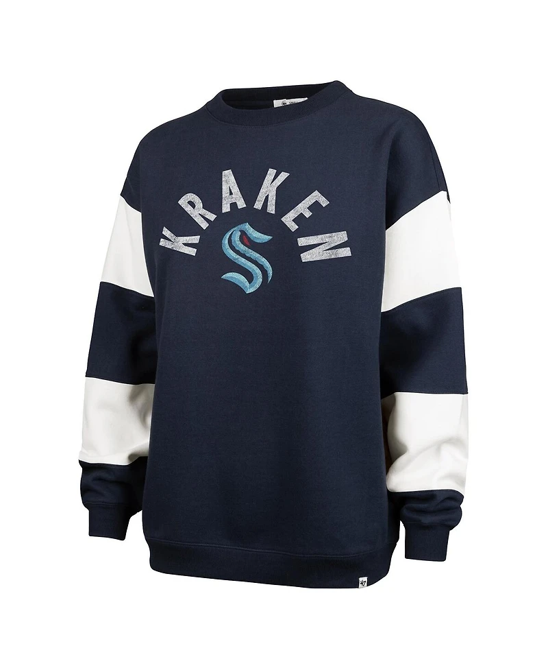 '47 Brand Women's Deep Sea Blue Seattle Kraken Eephus Barred Pullover Sweatshirt