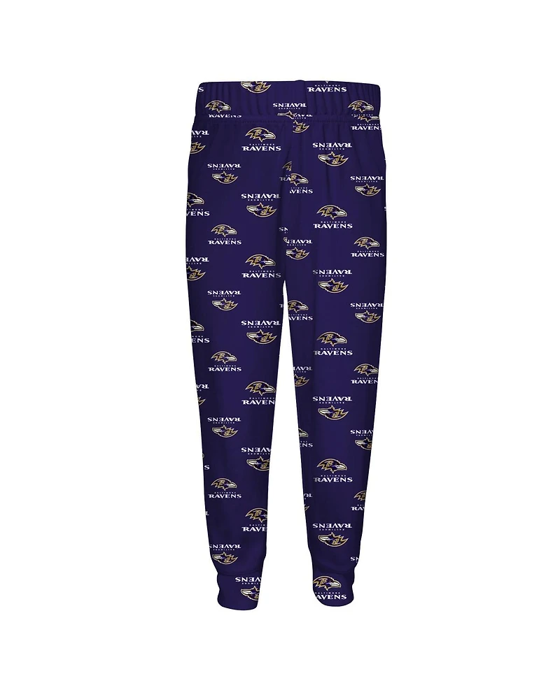 Outerstuff Toddler Purple Baltimore Ravens All-Over-Print Long Sleeve T-Shirt and Pants Sleep Set