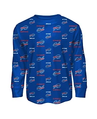Outerstuff Toddler Royal Buffalo Bills All-Over-Print Long Sleeve T-Shirt and Pants Sleep Set