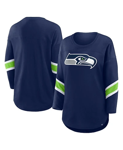Fanatics Women's College Navy Seattle Seahawks Plus Size Redzone 3/4-Sleeve Scoop Neck T-Shirt