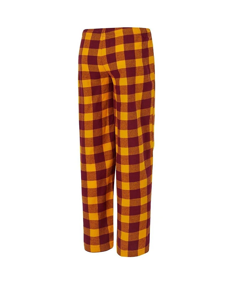 Concepts Sport Women's Burgundy, Gold Washington Commanders Avondale T-Shirt Pants Flannel Pj Set