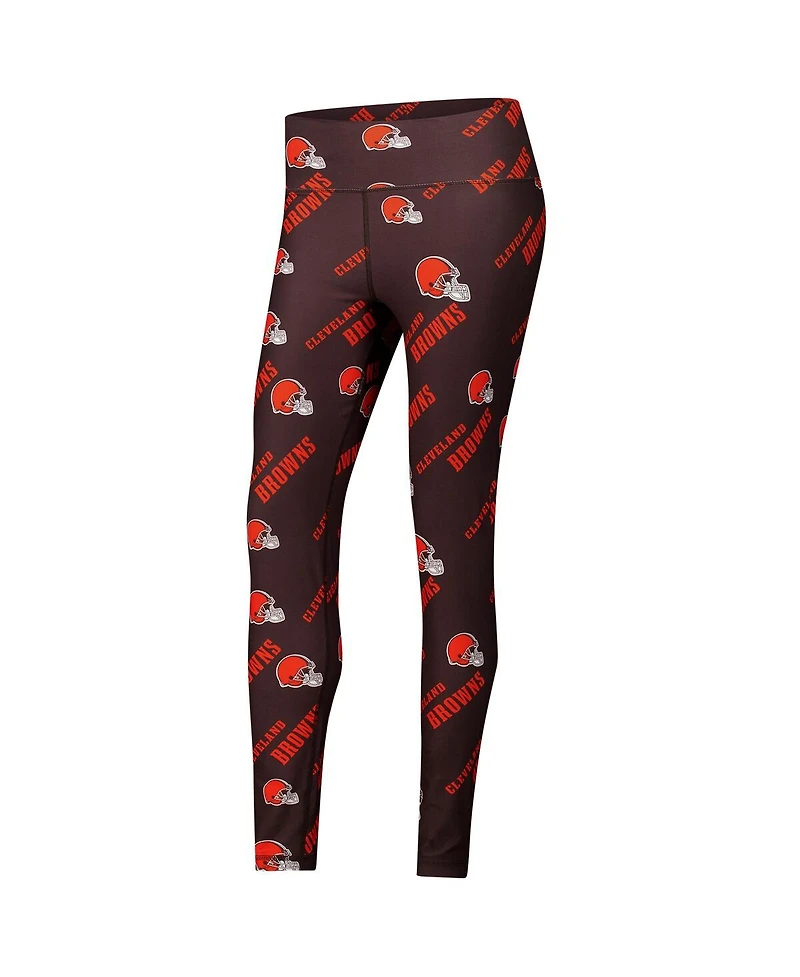 Concepts Sport Women's Brown Cleveland Browns Breakthrough Allover Print Knit Sleep Leggings