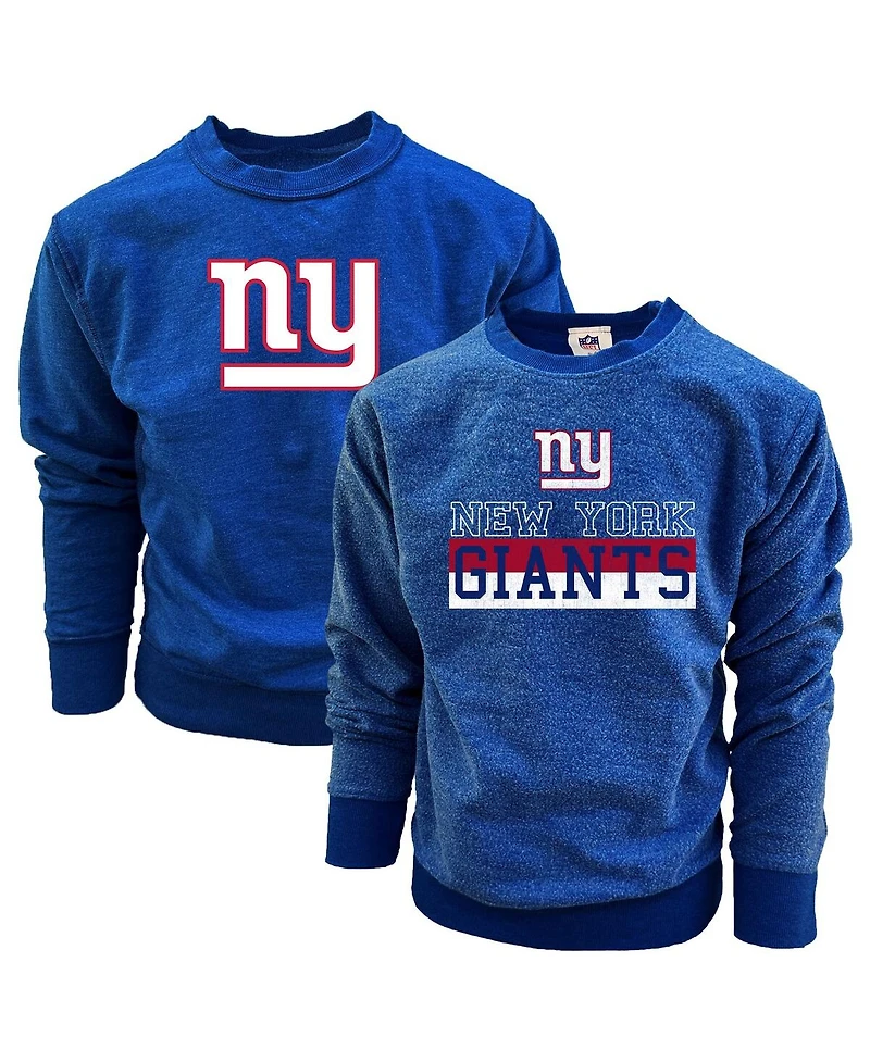 Wes Willy Big Boys and Girls Royal New York Giants Reversible Fleece Pullover Sweatshirt