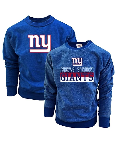 Wes Willy Big Boys and Girls Royal New York Giants Reversible Fleece Pullover Sweatshirt