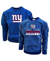 Wes Willy Big Boys and Girls Royal New York Giants Reversible Fleece Pullover Sweatshirt