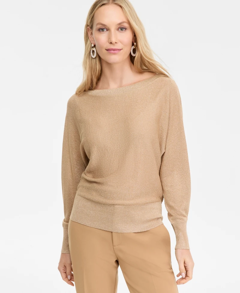 I.n.c. International Concepts Women's Metallic Boat-Neck Sweater, Macy's Exclusive