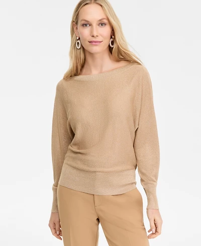 I.n.c. International Concepts Women's Metallic Boat-Neck Sweater, Macy's Exclusive