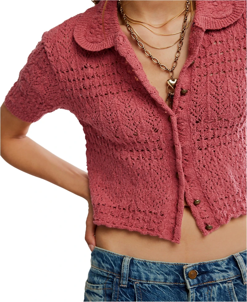 Free People Women's Crochet Daylight Cardigan Sweater