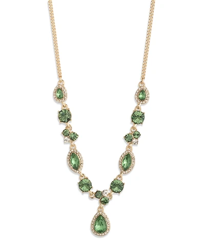 Givenchy Glass Stone Extender Pendant Necklace Gold Tone