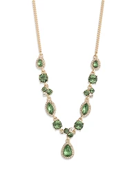 Givenchy Glass Stone Extender Pendant Necklace Gold Tone