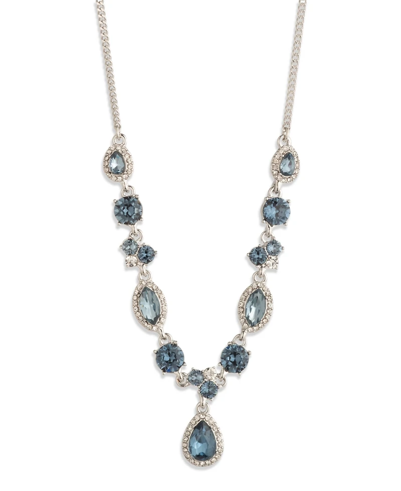 Givenchy Glass Stone Extender Pendant Necklace Gold Tone