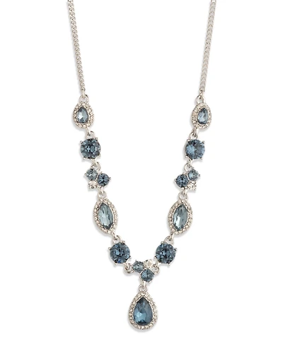 Givenchy Glass Stone Extender Pendant Necklace Gold Tone