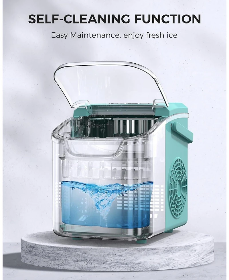 Cowsar Countertop Ice Maker Machine, 8 Cubes 6 mins, 26lb/Day with 2 Sizes- Portable Mini, Basket/Scoop for Home/Party/Bar