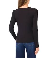 CeCe Women's Long Sleeve Front Keyhole Top