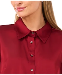 CeCe Women's 3/4-Sleeve Tie Cuffs Button-Down Blouse