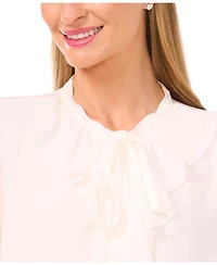 CeCe Women's Long Sleeve Button-Down Ruffle Top
