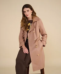 Furniq Uk Women's Leather Trench Coat