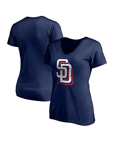 Fanatics Mto Label Women's Navy San Diego Padres Red White and Team V-Neck T-Shirt