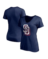 Fanatics Mto Label Women's Navy San Diego Padres Red White and Team V-Neck T-Shirt