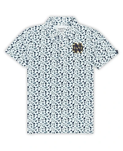 Garb Toddler White/Navy Notre Dame Fighting Irish Tom Allover Print Performance Polo Shirt