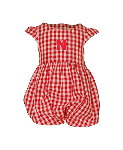 Garb Baby Girls Scarlet Nebraska Huskers Cara Gingham Ruffled Bodysuit