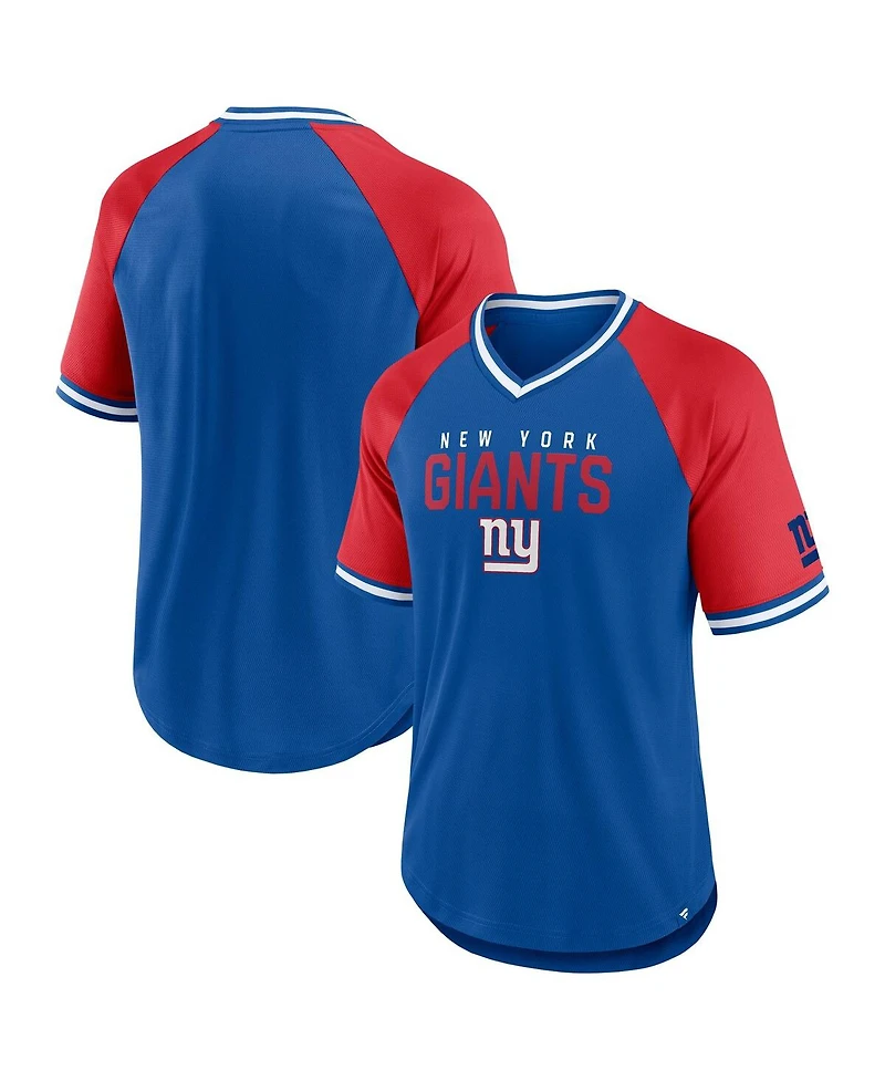 Fanatics Men's Royal/Red New York Giants Hashmark Raglan T-Shirt