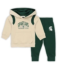 Wes & Willy Baby Boys and Girls 2-Piece Michigan State Spartans Color Block Pullover Hoodie Sweatpants Set