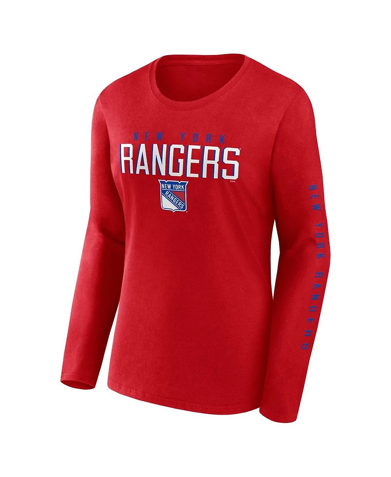 Fanatics Women's Red New York Rangers Long Sleeve T-Shirt