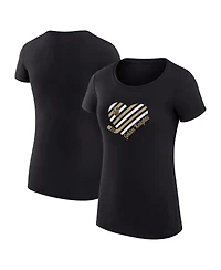 G-iii 4Her by Carl Banks Women's Black Vegas Golden Knights Super-Slim Fit Lightweight Heart T-Shirt