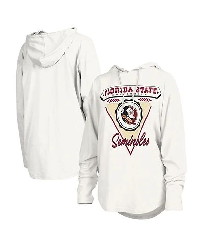 Pressbox Women's White Florida State Seminoles San Bruno Hoodie Long Sleeve T-Shirt