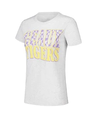 Image One Women's Heather Gray Lsu Tigers Checkered Team Name Wavy Tri-Blend T-Shirt