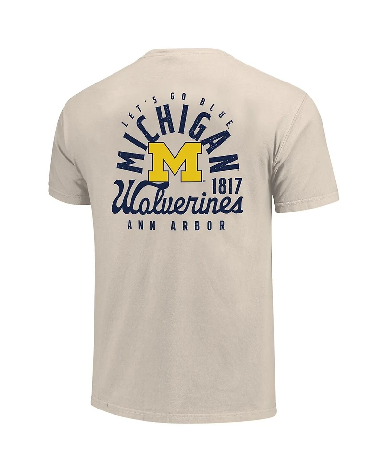 Image One Men's Cream Michigan Wolverines Big Tall Mascot Overlay Essential Pocket T-Shirt