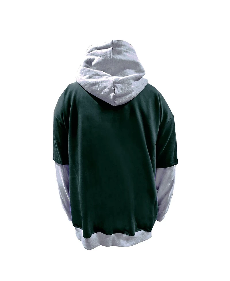 Profile Men's Green/Heather Gray Green Bay Packers Big Tall Twofer Pullover Hoodie