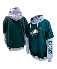 Profile Men's Midnight Green/Heather Gray Philadelphia Eagles Big Tall Twofer Pullover Hoodie