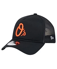 New Era Men's Black Baltimore Orioles 9FORTY A-Frame Trucker Adjustable Hat