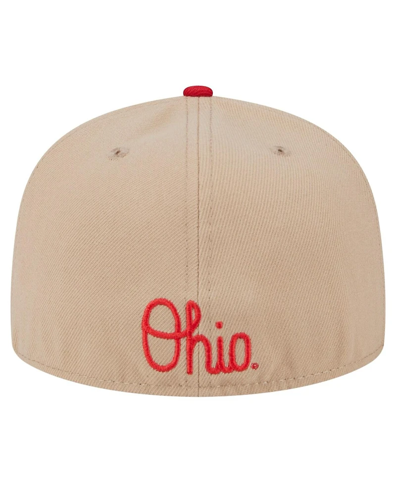 New Era Men's Khaki Ohio State Buckeyes Throwback Two-Tone 59FIFTY Fitted Hat