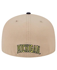 New Era Men's Khaki Michigan Wolverines Throwback Two-Tone 59FIFTY Fitted Hat