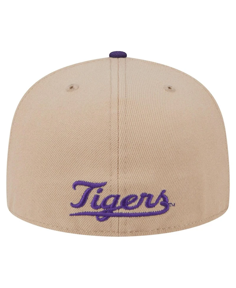 New Era Men's Khaki Lsu Tigers Throwback Two-Tone 59FIFTY Fitted Hat
