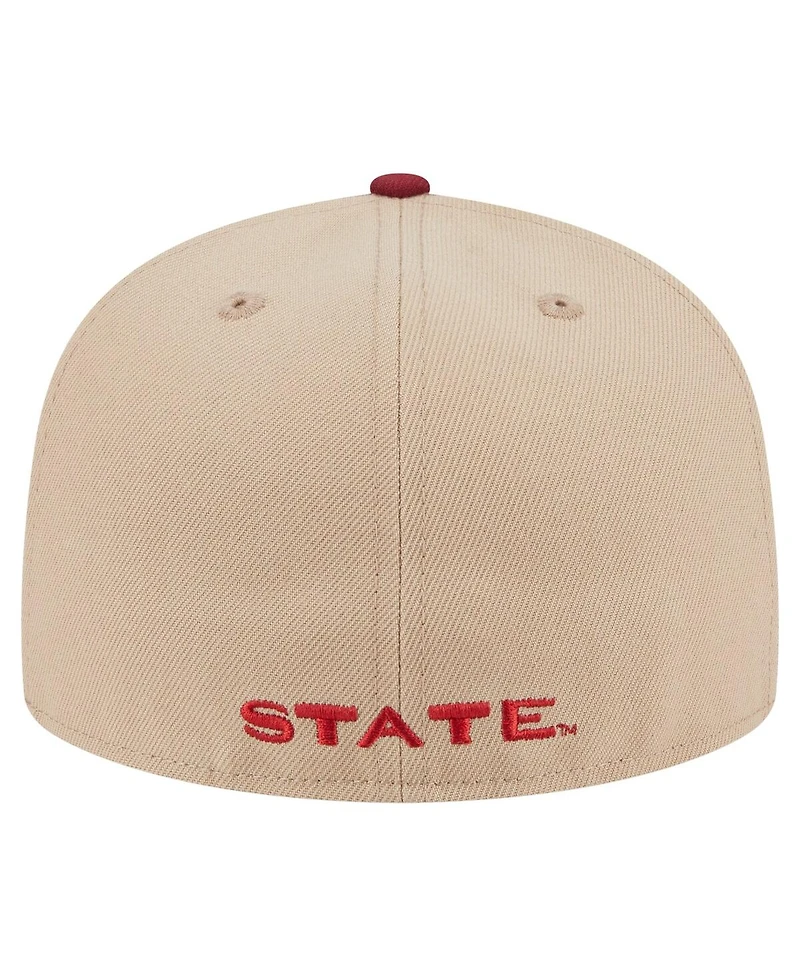 New Era Men's Khaki Florida State Seminoles Throwback Two-Tone 59FIFTY Fitted Hat