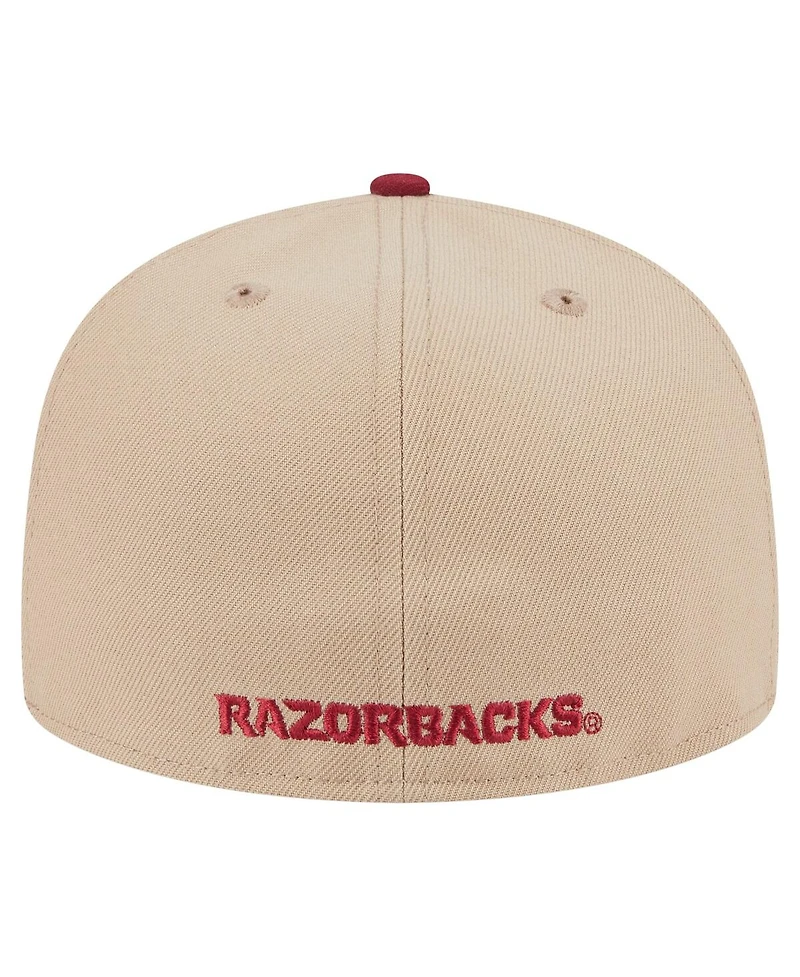 New Era Men's Khaki Arkansas Razorbacks Two-Tone 59FIFTY Fitted Hat
