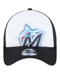 New Era Toddler White/Black Miami Marlins Painted A-Frame 9FORTY Trucker Adjustable Hat