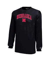Champion Big Boys and Girls Black Nebraska Huskers Arch Over Logo Long Sleeve T-Shirt