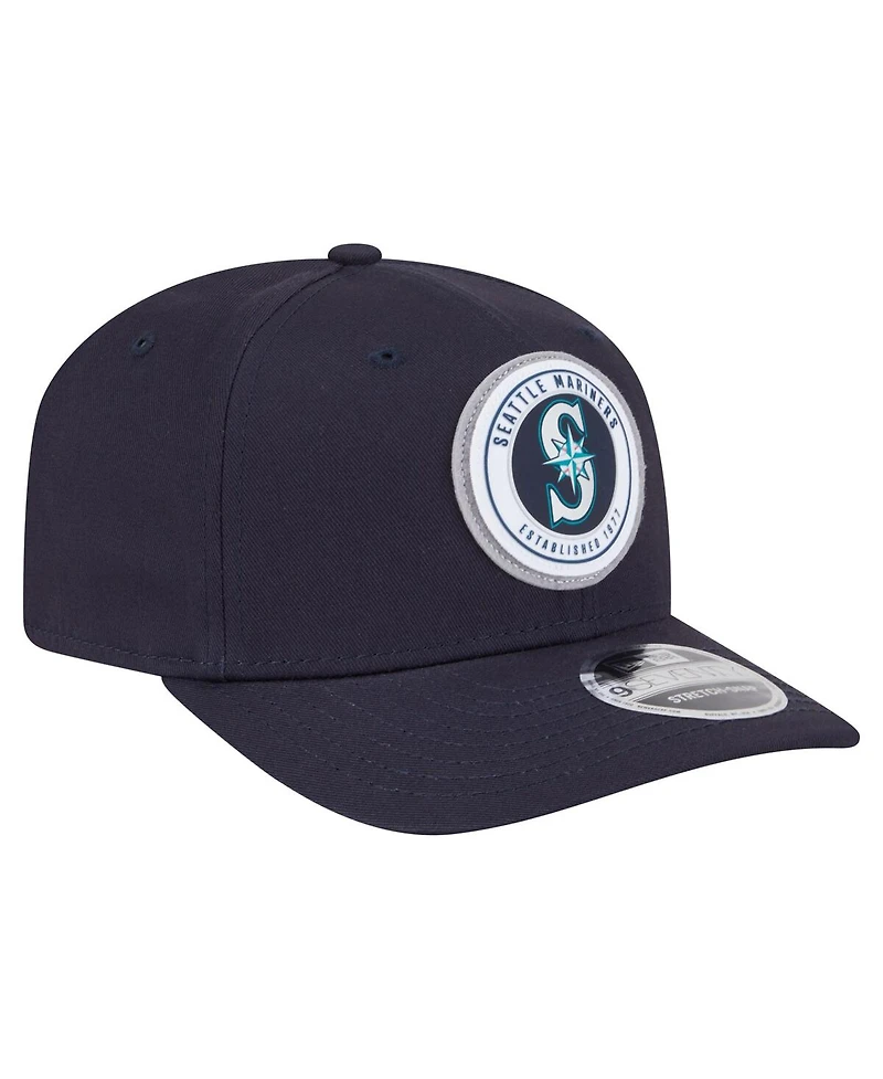 New Era Men's Navy Seattle Mariners Circle Patch 9SEVENTY Stretch-Snap Hat