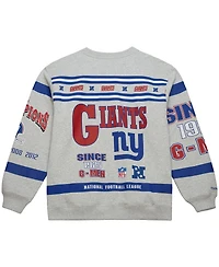 Mitchell & Ness Men's Heather Gray New York Giants All Over Print Vintage Fleece Crewneck Sweatshirt