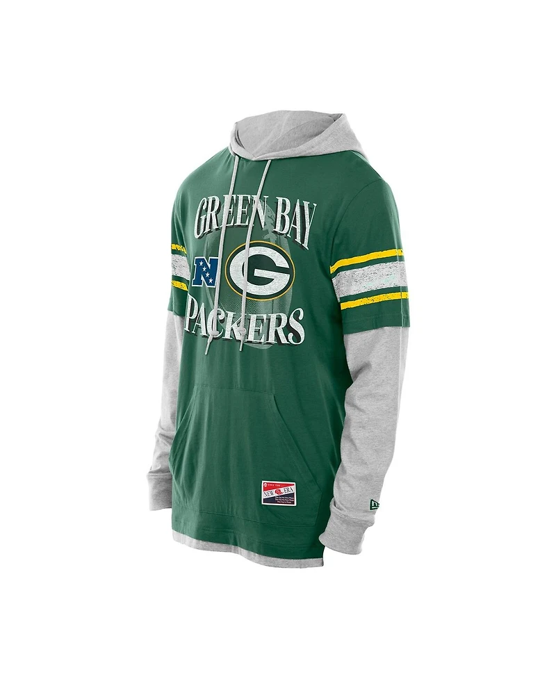 New Era Men's Green Bay Packers Twofer Layered Long Sleeve Hoodie T-Shirt