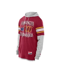 New Era Men's Burgundy Washington Commanders Twofer Layered Long Sleeve Hoodie T-Shirt