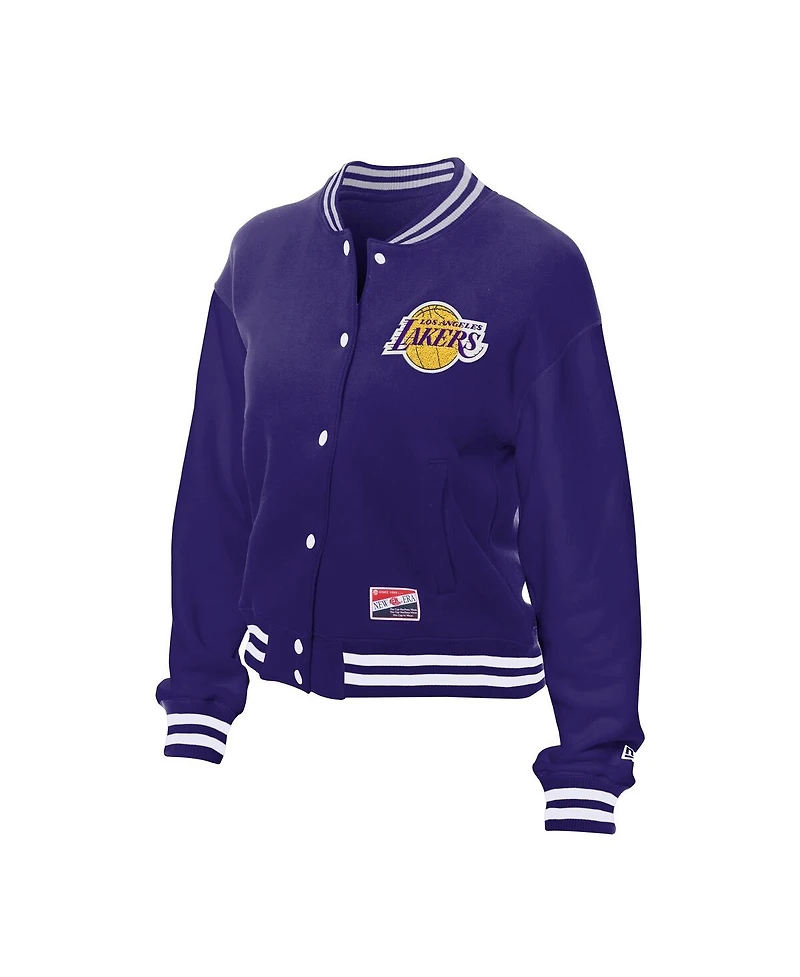 New Era Women's Purple Los Angeles Lakers Throwback Full-Snap Jacket