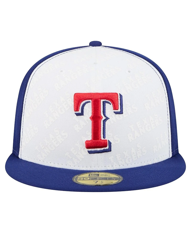 New Era Men's White/Royal Texas Rangers Repeat 59FIFTY Fitted Hat