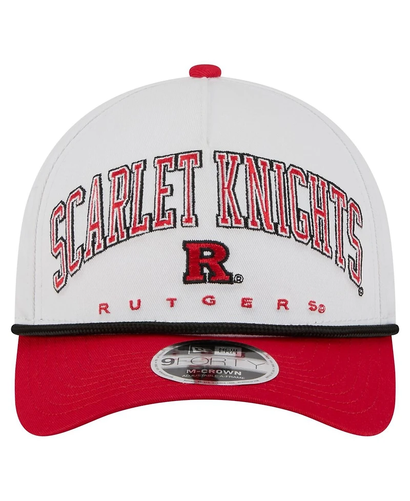 New Era Men's White/Scarlet Rutgers Scarlet Knights Arch Two-Tone Rope 9FORTY A-Frame M-Crown Adjustable Hat