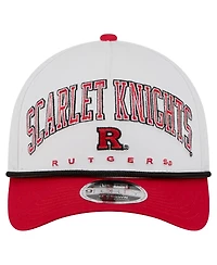 New Era Men's White/Scarlet Rutgers Scarlet Knights Arch Two-Tone Rope 9FORTY A-Frame M-Crown Adjustable Hat